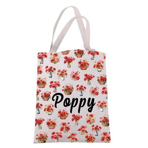 Red poppy canvas tote bag - tote,